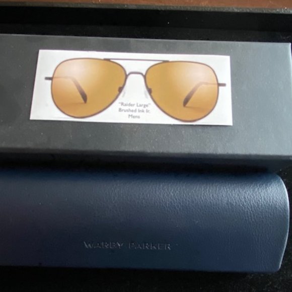 NIB Warby Parker Aviator Style Raider Frame Sunglasses Brushed Ink w/ Case & Box - Picture 5 of 6